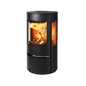 Modern rund kamin Aduro 17 i svart design