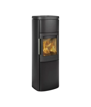 HWAM 4560-kamin i svart stål med glaslucka och synlig låga