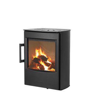 Svart väghängd kamin med glaslucka, WIKING Mini 2