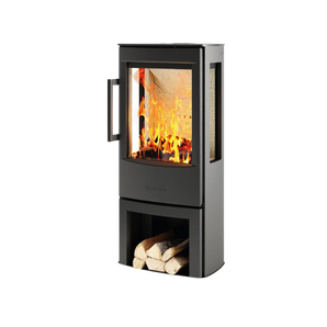 Fristående vedeldad kamin Wiking Miro 3 svart med vedfack och sidoglas