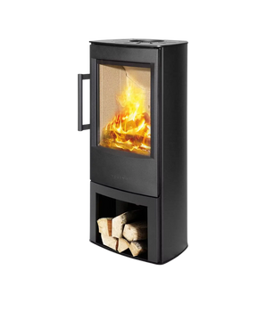 Fristående vedeldad kamin Wiking Miro 4  svart med vedfack